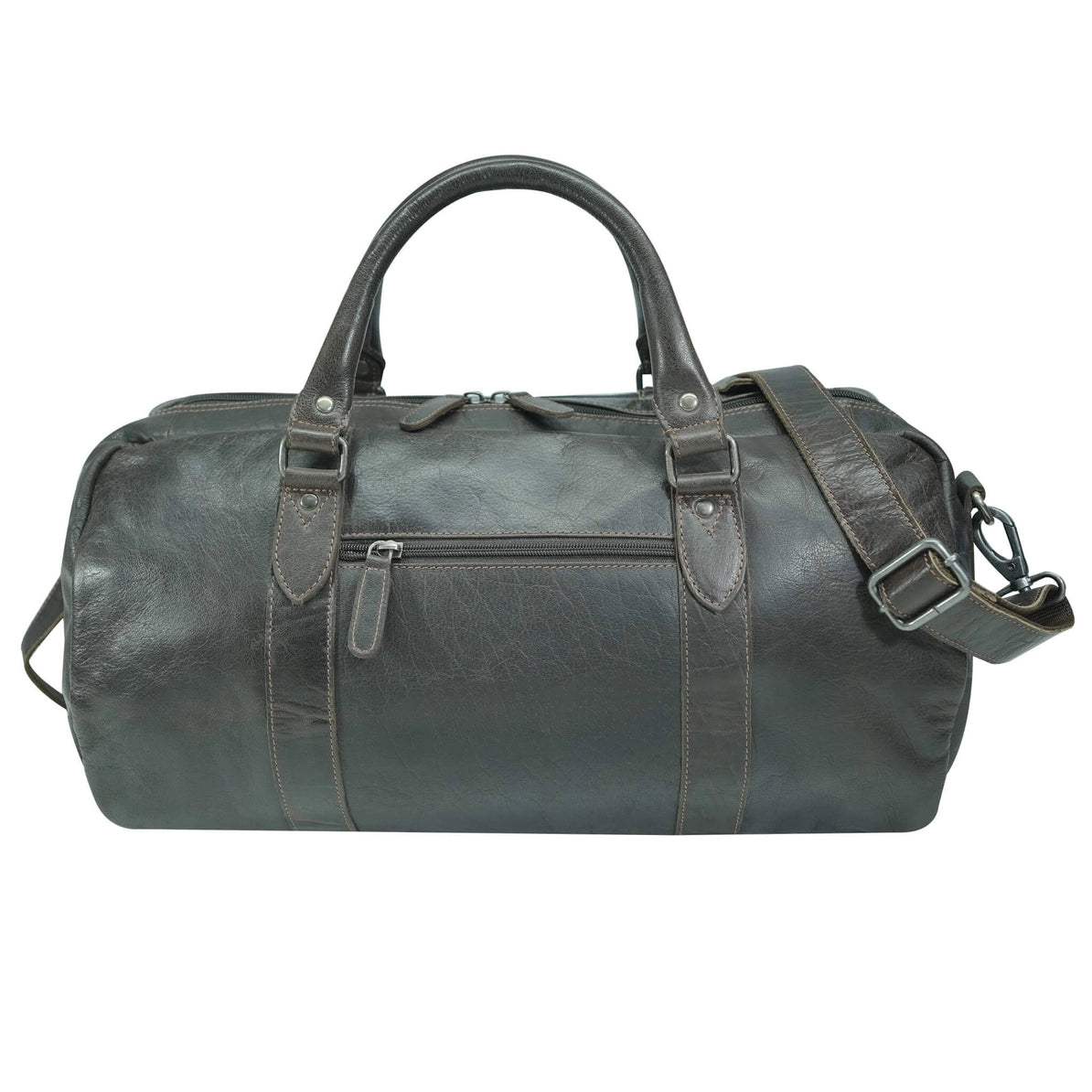 Greenwood Dufflebag i brunt läder framsida