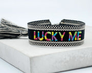 LUCKY ME uttalande armband vävt, broderat image 0