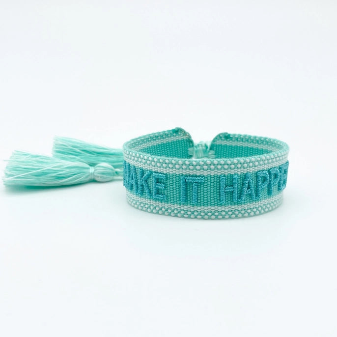 MAKE IT HAPPEN uttalande armband vävt, broderat image 2