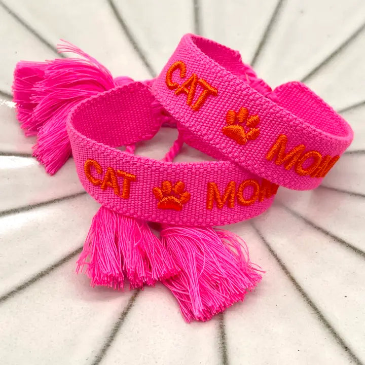 CAT MOM Budskapsarmband, broderat image 1