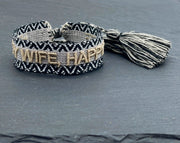 HAPPY WIFE, HAPPY LIFE  uttalande armband vävt, broderat image 3