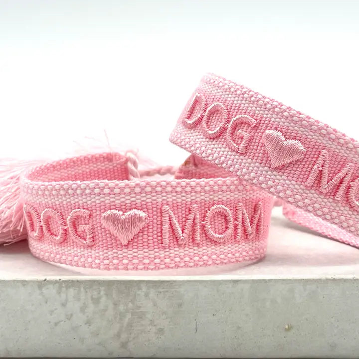 DOG ♥︎ MOM Budskapsarmband, broderat image 2
