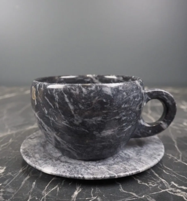 Mirabel Marble cup & saucer black Filipiniana image 1