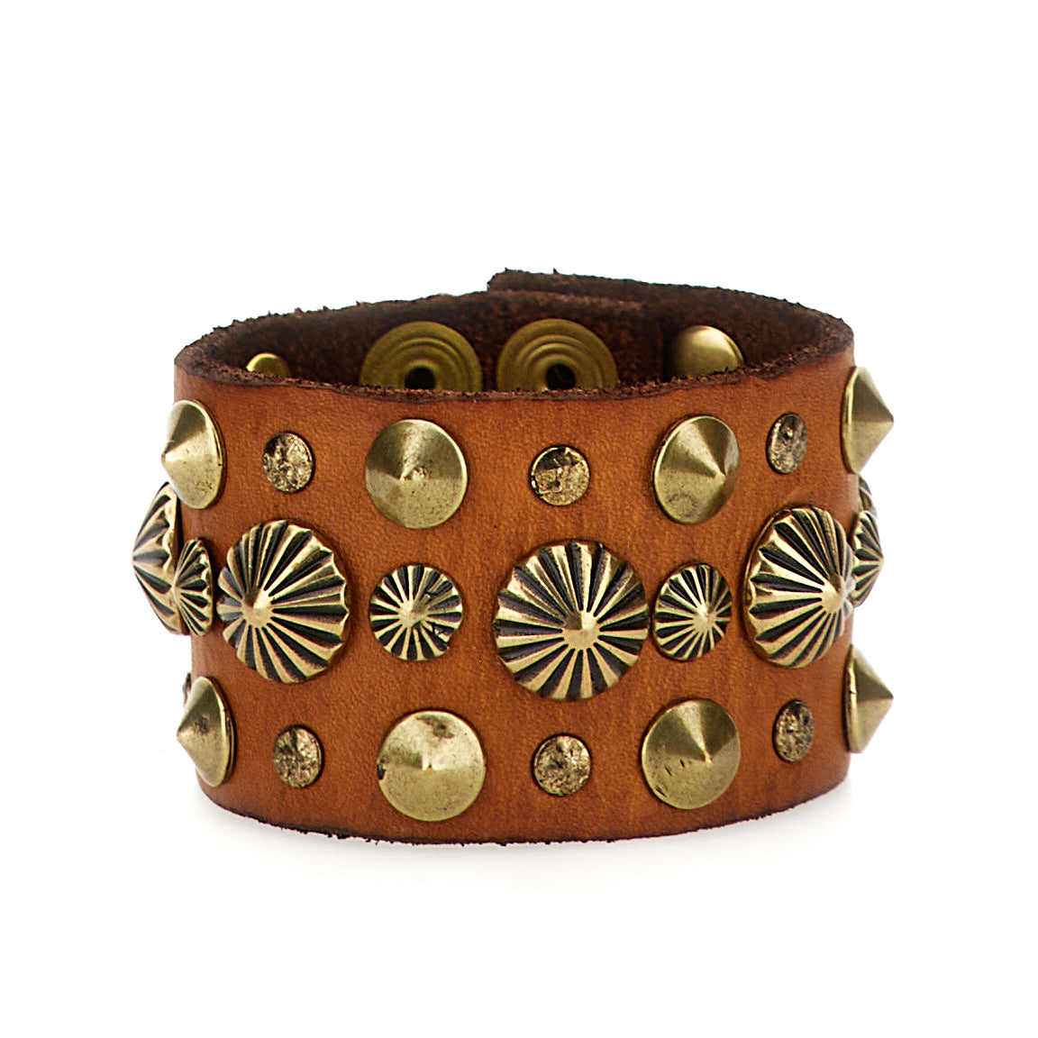 Campomaggi armband i cognacs läder med nitar image 0
