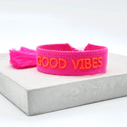 GOOD VIBES neon uttalande armband vävt, broderat image 2
