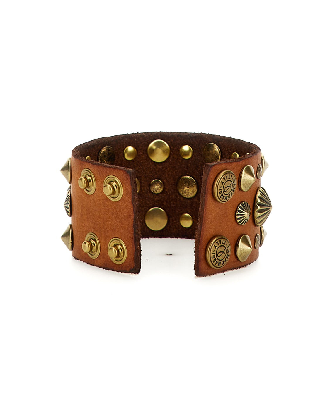 Campomaggi armband i cognacs läder med nitar image 1