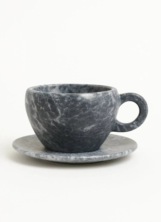 Mirabel Marble cup & saucer black Filipiniana image 0