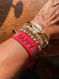 HAPPY uttalande armband vävt, broderat image 0