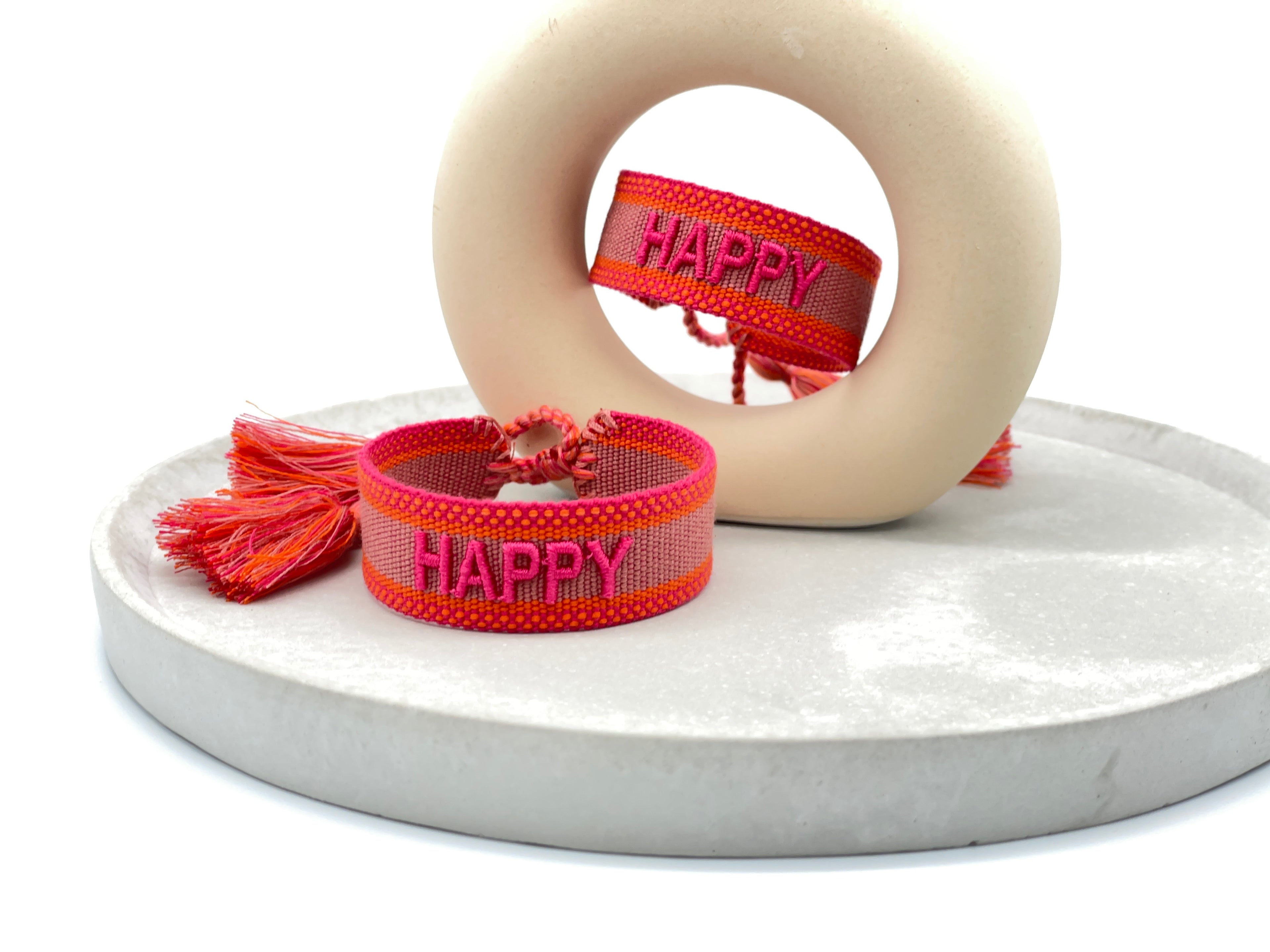 HAPPY uttalande armband vävt, broderat image 3