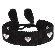 HEARTS uttalande armband i svart vävt, broderat image 1