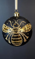 Julgranskula Svart Glas Med Bi, 8cm