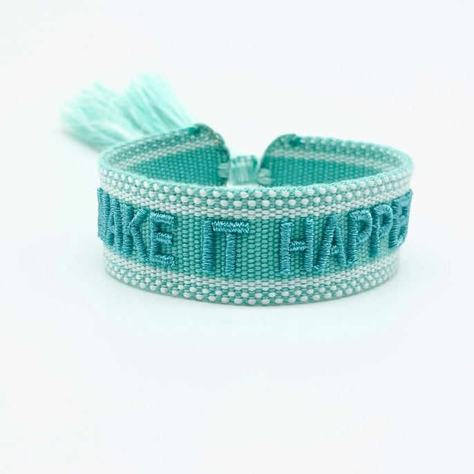 MAKE IT HAPPEN uttalande armband vävt, broderat image 1