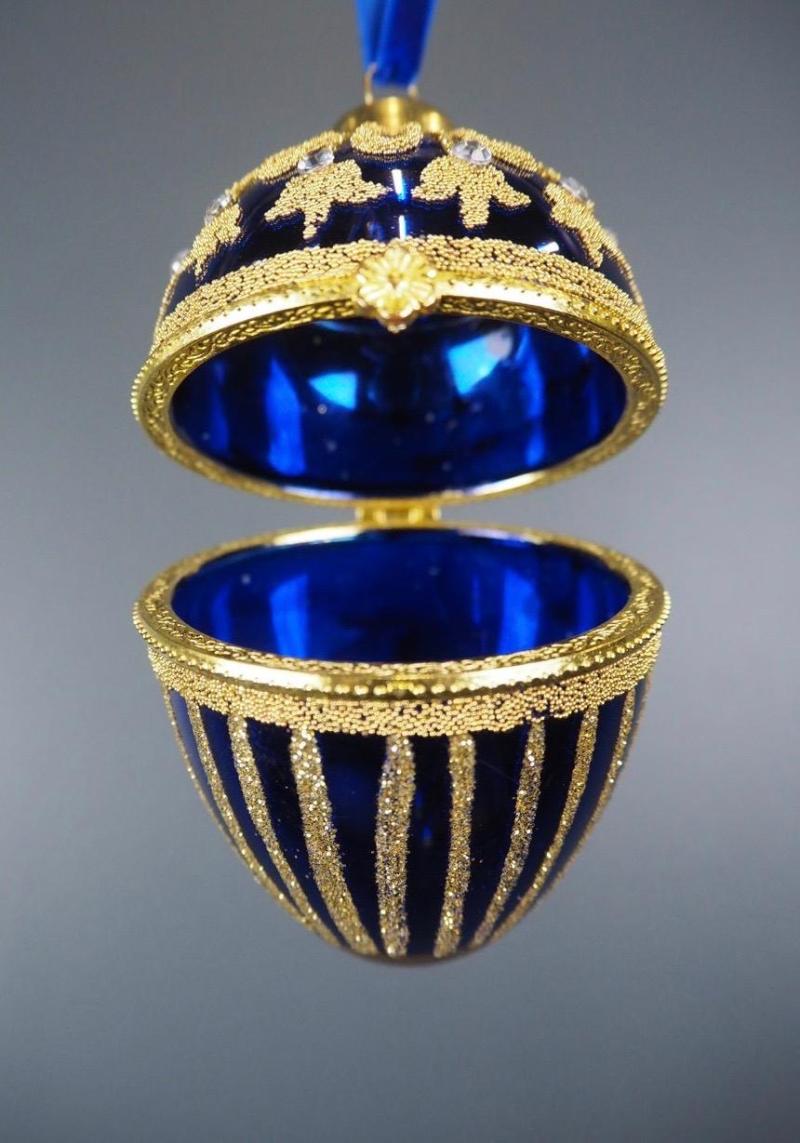 Filipiniana Glass egg box blue 8,5 cm image 1