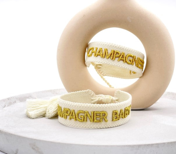 CHAMPAGNE BABY uttalande armband vävt, broderat image 1