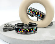 LUCKY ME uttalande armband vävt, broderat image 1