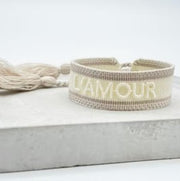 L'AMOUR uttalande armband vävt, broderat image 1