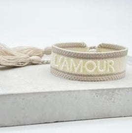 L'AMOUR uttalande armband vävt, broderat image 1